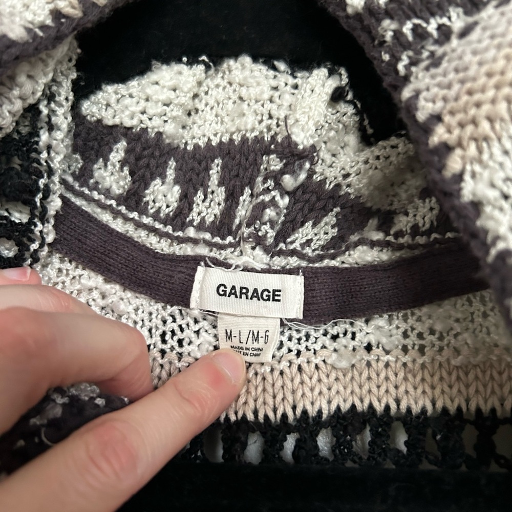 Garage Striped Black and Cream Pullover Sweater - Picture 3 of 4